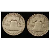 2 FRANKLIN HALF DOLLARS 1952-D 1953-D