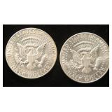 2 KENNEDY SILVER HALF DOLLARS 1964