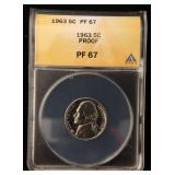 1963 PROOF JEFFERSON NICKEL PF67 ANACS