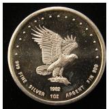 PRE SILVER EAGLE 1982 MONEX 1 TROY OZ .999 FINE SILVER EAGLE