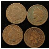 4 INDIAN HEAD CENTS 1880 1887 1889 1890