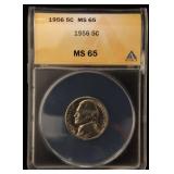 1956 JEFFERSON NICKEL MS65 ANACS