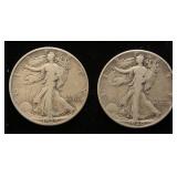 2 WALKING LIBERTY HALF DOLLARS 1939 1940