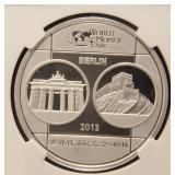 2013 CHINA SILVER PANDA WORLD MONEY FAIR BERLIN PF70 NGC