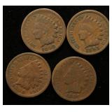 4 INDIAN HEAD CENTS 1887 1888 1891 1893