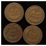 4 INDIAN HEAD CENTS 1887 1888 1891 1893