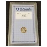 1945 US MERCURY SILVER DIME MS65 AACGS