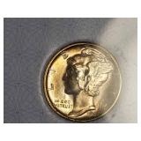 1945 US MERCURY SILVER DIME MS65 AACGS