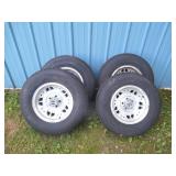 (4) MATCHING RIMS AND TIRES
