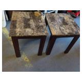 2 End Tables; one damaged...
