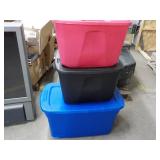 3 Totes with covers...