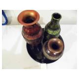 Lot of 3 Vases on Tray