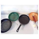 Lot of 3 Frying Pans  / Grill Basket