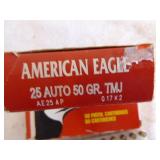 Boxes of American Eagle 25 Auto 50 GR. TMJ Cartridges