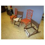 TWO WICKER CHAIRS AND TWO FOLDING CHAIRS