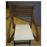 TWO WICKER CHAIRS AND TWO FOLDING CHAIRS