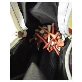TITLEIST AND HIGHLAND GOLF CLUB BAGS WITH CLUBS