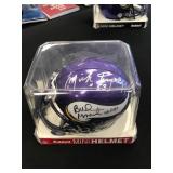JOE KAPP, MICK TINGELHOFF, BUD GRANT, DAVE OSBORN AUTOGRAPHED MINI HELMET