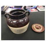 VINTAGE CROCK WITH LID FAIRWAY MARKET LARSON & ELOFSON CAMBRIDGE MINNESOTA TEL24