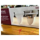 Home Decorators Collection 3-Light Satin Nickel Bath Sconce with Opal Glass Shades not used
