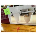Home Decorators Collection 3-Light Satin Nickel Bath Sconce with Opal Glass Shades not used
