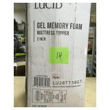 LUCID 2 Inch Gel Memory Foam Mattress Topper not used