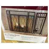 Home Decorators Collection Kempston Park Oil Rubbed Bronze 3-Panel 50 in. Fireplace Screen with Doors not used