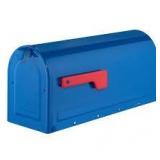 Architectural Mailboxes MB1 Post Mount Mailbox Blue with Red Flag not used