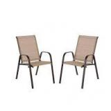 Hampton Bay Mix and Match Brown Stackable Sling Outdoor Dining Chair in Cafe (2-Pack) not used