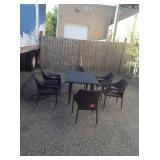 Noble House Cliff Multi-Brown 7-Piece Wicker Outdoor Dining Set in good conditions