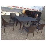Noble House Cliff Multi-Brown 7-Piece Wicker Outdoor Dining Set in good conditions