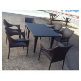Noble House Cliff Multi-Brown 7-Piece Wicker Outdoor Dining Set in good conditions