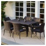 Noble House Cliff Multi-Brown 7-Piece Wicker Outdoor Dining Set in good conditions