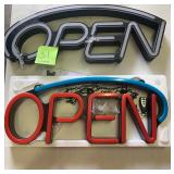 SALVAGE lot of 2- LED Open signs