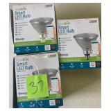 Lot of 3- Used- Homebrite Smart LED Bluetooth 90W Bulbs, PAR38 Flood
