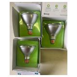 Lot of 3- Used- Homebrite Smart LED Bluetooth 90W Bulbs, PAR38 Flood