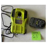 Salvage lot- Ryobi intelliport 30 minute 18v charger and battery