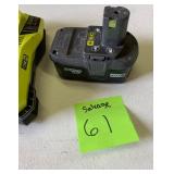 Salvage lot- Ryobi intelliport 30 minute 18v charger and battery