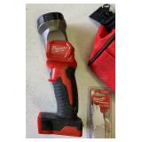Milwaukee lot- Untested AS IS - LED Work light,  battery charger, saw blades and carry case