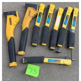 Lot of 8- hammer tackers dewalt/ stanley Salvage/untested- As is
