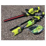Lot of 2 Ryobi- hedge trimmer and grass Trimmer- tool only