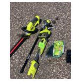 Lot of 2 Ryobi- hedge trimmer and grass Trimmer- tool only