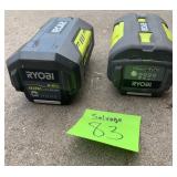 Salvage Battery lot of 2 - Ryobi 40v Lithium- defective, do not work