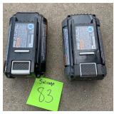 Salvage Battery lot of 2 - Ryobi 40v Lithium- defective, do not work
