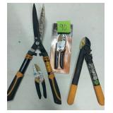 Fiskars lot of 4- Hedge Shears/ loppers- VERY USED