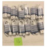 Lot of 12- 3 outlet Mini Power strip, 1.5 ft cord