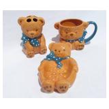 Case of New Ceramic Teddy Bear Bathroom Toothbrush Holder, Mug and Soap Dish Sets