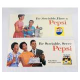 Set of 2 Vintage Pepsi Bus Trolley Car Advertisement Signs