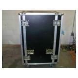 Large, Rolling, Audio/Video Travel Case with Removable Front and Back Panels and Built-In Table