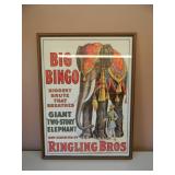 ORIGINAL! VINTAGE! - RINGLING BROS CIRCUS POSTER "BIG BINGO"  17 R-216 - RARE NICE! - APPROX 24" BY 32" - SEE PICTURES!